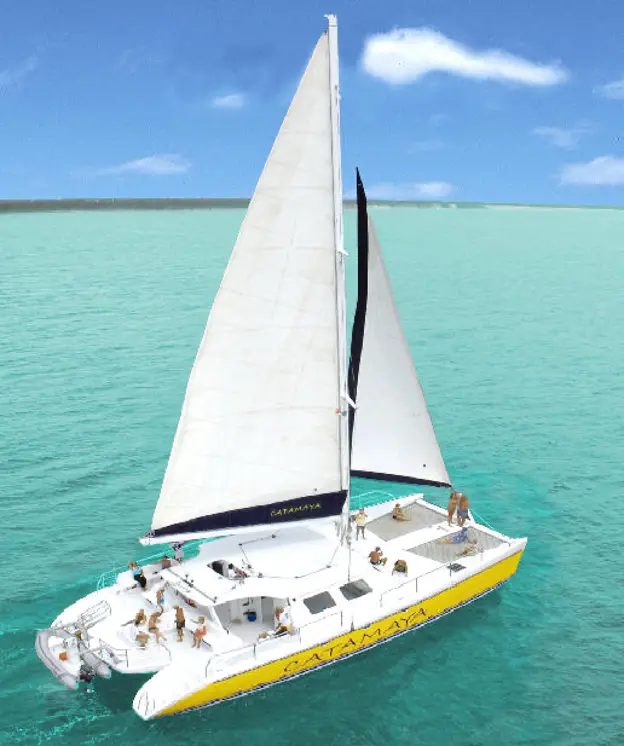 The catamaran for the group sailing adventure